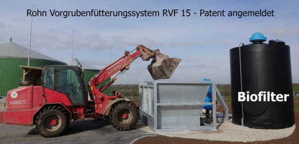 Rohn Vorgrubenfütterungssystem RVF15 Zielsetzung ist es, die gesamte Tagesration einer 500 kW Anlage (20-25t) nahezu ohne Wartezeit einzubringen.